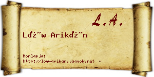 Löw Arikán névjegykártya